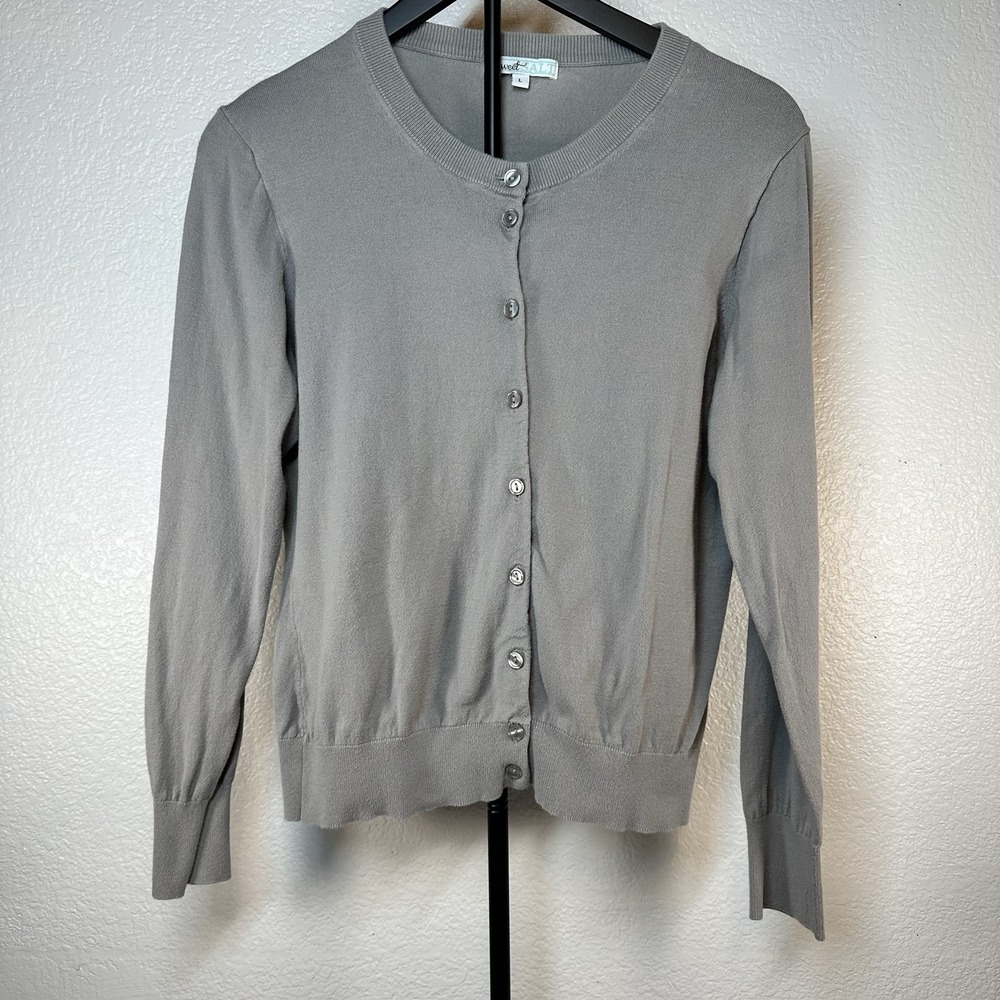 Sweet Salt Size Large Women's Gray Button Up Cardigan